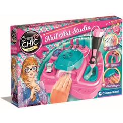 Jouet-Jeux éducatifs-Jeux pédagogiques-Clementoni - Nail art studio - Machine à paillettes + sècheuse vernis - Vernis inclus