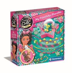 Jouet-Activités artistiques et musicales-Clementoni Crazy Chic  - Coffret création de bracelets de l'amitié - Perles et fils - Dès 7ans