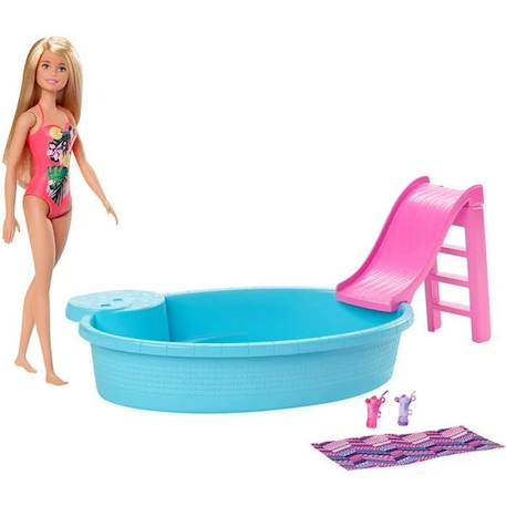 Barbie - Barbie et Sa Piscine - Coffret Poupée Mannequin - 3 ans et + BLEU 1 - vertbaudet enfant 