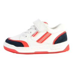 Chaussures-Chaussures fille 23-38-Baskets, tennis-Baskets basses blanches pour garçon - KICKERS - Kouic - Scratch - Cuir