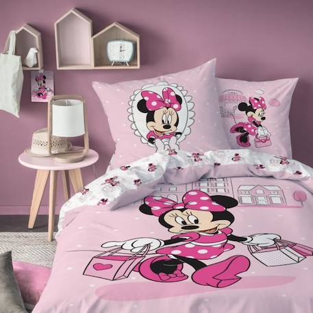 Parure de lit enfant Minnie Mouse Shopping - Disney - 140x200 cm - 100% coton ROSE 1 - vertbaudet enfant 