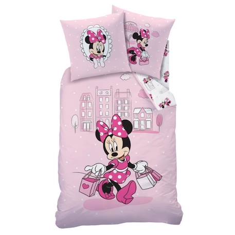 Parure de lit enfant Minnie Mouse Shopping - Disney - 140x200 cm - 100% coton ROSE 2 - vertbaudet enfant 