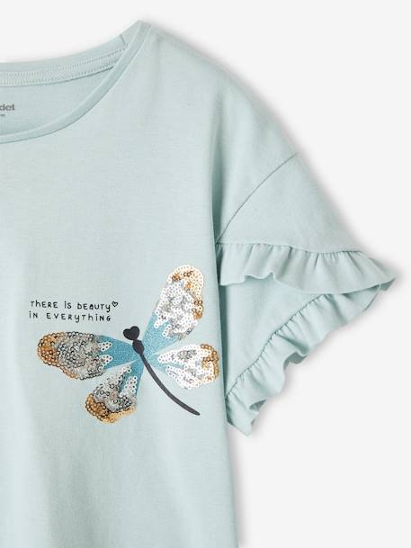 Tee-shirt rayé avec coeur en sequins fille bleu ciel+écru rayé+marine+rayé bleu 3 - vertbaudet enfant 