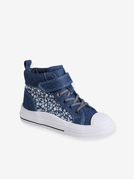 Baskets montantes fille lacées et scratchées bleu jean 1 - vertbaudet enfant 