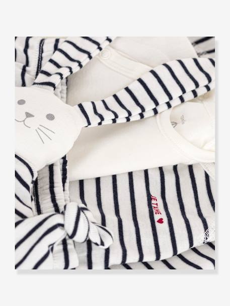 Coffret cadeau naissance marinière 3 pièces et doudou lapin PETIT BATEAU marine 3 - vertbaudet enfant 