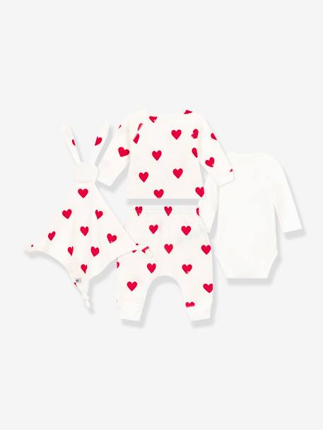 Coffret cadeau coeur naissance 3 pièces et doudou lapin PETIT BATEAU blanc 2 - vertbaudet enfant 