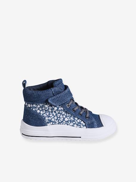 Baskets montantes fille lacées et scratchées bleu jean 2 - vertbaudet enfant 