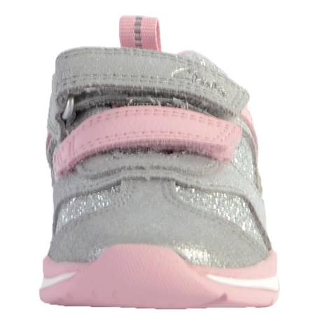 Basket fille - CLARKS - Ferris Run T - Argent metallique - Scratch - Confort exceptionnel GRIS 4 - vertbaudet enfant 