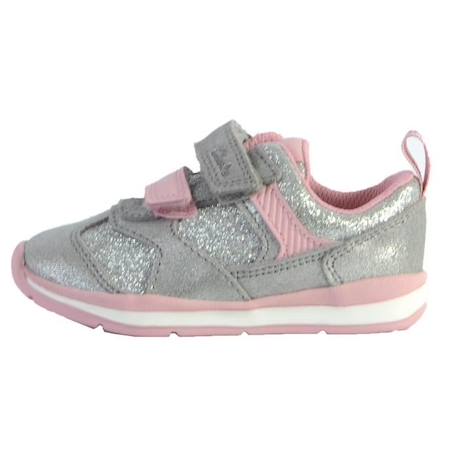 Basket fille - CLARKS - Ferris Run T - Argent metallique - Scratch - Confort exceptionnel GRIS 1 - vertbaudet enfant 