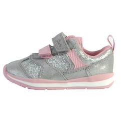 Chaussures-Basket fille - CLARKS - Ferris Run T - Argent metallique - Scratch - Confort exceptionnel