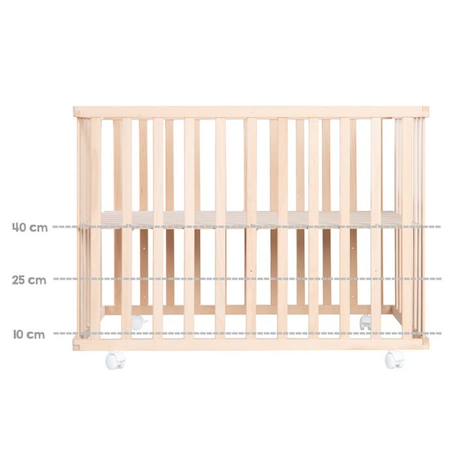 ROBA Parc Bébé 100 x 100 cm Mobile - en Bois Massif Bio - avec Tour de Parc Gris Étoilé - Hauteur Réglable - Naturel BEIGE 6 - vertbaudet enfant 