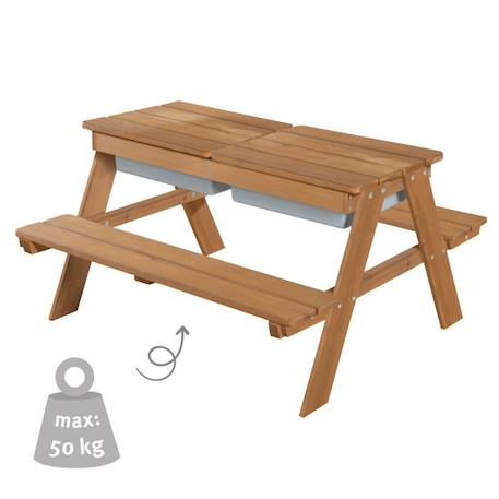 ROBA Table Sable et Eau en Bois massif avec Bac de jeu - Résistante aux Intempéries - Teck MARRON 5 - vertbaudet enfant 