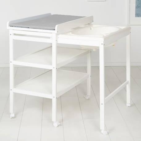 ROBA Table à Langer avec Baignoire Coulissante Blanche Baby Pool et Matelas à Langer Imperméable Gris BLANC 2 - vertbaudet enfant 