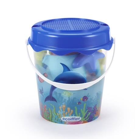 Jeu de plage - ECOIFFIER - 513 - Seau transparent décor dauphin avec accessoires et moules à sable BLEU 2 - vertbaudet enfant 