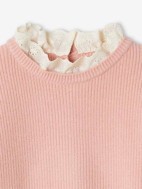 Pull col fantaisie forme loose fille beige poudré+bleu ciel+rayé marine+rose+rose bonbon 24 - vertbaudet enfant 