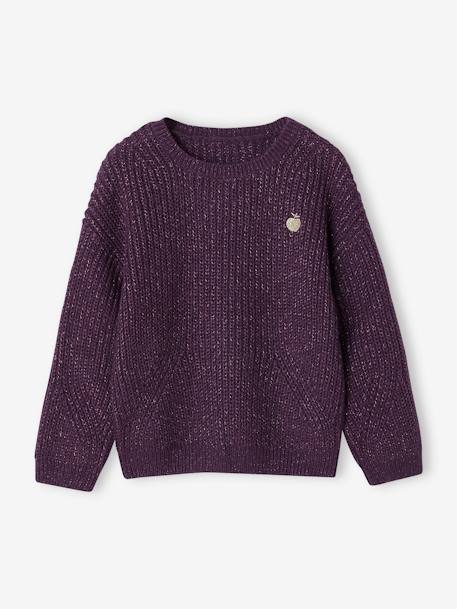 Pull maille perlée animation badge irisé fille  - vertbaudet enfant