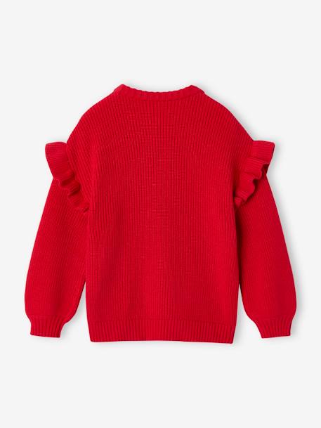 Pull manches volantées fille écru+rouge+vert sauge 7 - vertbaudet enfant 