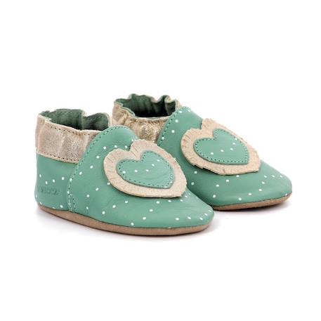 ROBEEZ Chaussons Baby Tiny Heart vert GRIS+VERT 6 - vertbaudet enfant 