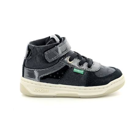 Baskets hautes - KICKERS - Kickalien - Fermeture étudiée - Confort optimal - Argent BLANC+NOIR 5 - vertbaudet enfant 