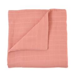 -Couverture gaze de coton bio* unie bois de rose