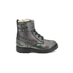 Bottillons Kickers Groorock - Fille - Cuir Gris - Fermeture Lacets - Confort exceptionnel  - vertbaudet enfant