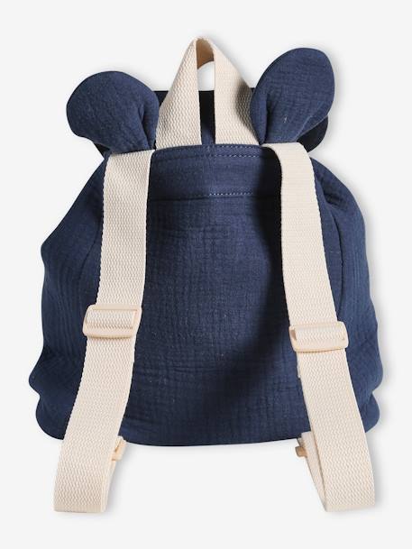 Sac à dos personnalisable en gaze de coton animation oreilles bleu nuit+rose poudré+vert sauge 4 - vertbaudet enfant 