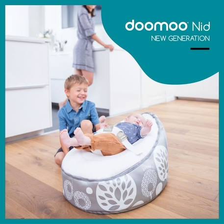 BABYMOOV Doomoo Nid - Transat bébé - Pouf Evolutif & Multifonctions dès la Naissance - Flower Argent GRIS 2 - vertbaudet enfant 