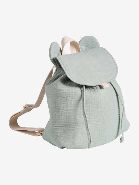 Sac à dos personnalisable en gaze de coton animation oreilles vert sauge 3 - vertbaudet enfant 