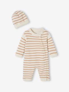 Ensemble combinaison et bonnet en tricot rayé bébé  - vertbaudet enfant