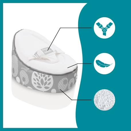 doomoo Nid Transat bébé - Pouf Evolutif & Multifonctions dès la Naissance, Flower Argent GRIS 4 - vertbaudet enfant 