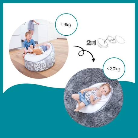 doomoo Nid Transat bébé - Pouf Evolutif & Multifonctions dès la Naissance, Flower Argent GRIS 3 - vertbaudet enfant 