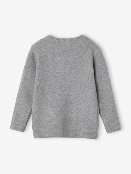 Pull en maille mousseuse garçon blanc chiné+bleu pétrole+gris chiné 8 - vertbaudet enfant 