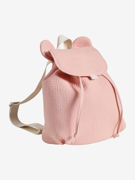 Sac à dos personnalisable en gaze de coton animation oreilles bleu nuit+rose poudré+vert sauge 8 - vertbaudet enfant 