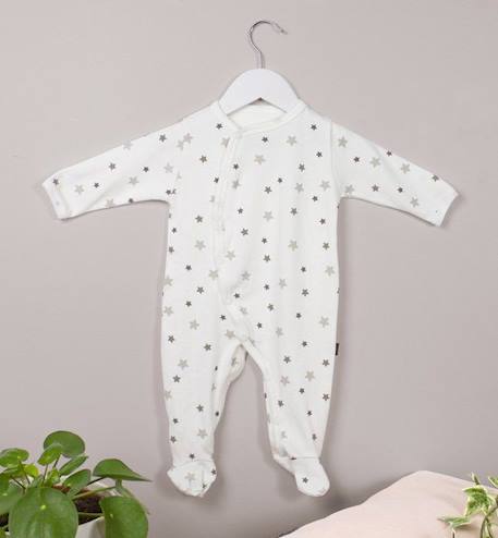 Pyjama bébé été Jersey Coton Bio motifs étoiles grises BLANC 2 - vertbaudet enfant 