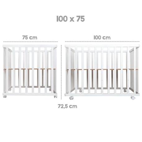 ROBA Parc Bébé 75x100 cm + Tapis de Parc roba Style Vert Givré + Roulettes de Frein - Hauteur Réglable - Bois Blanc BLANC 4 - vertbaudet enfant 