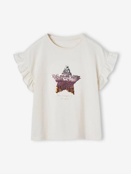 T-shirt réversible sequins fille bleu ciel+écru 6 - vertbaudet enfant 