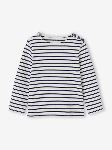 Fille-T-shirt, sous-pull-T-shirt-Tee-shirt marinière personnalisable effet molleton fille manches longues