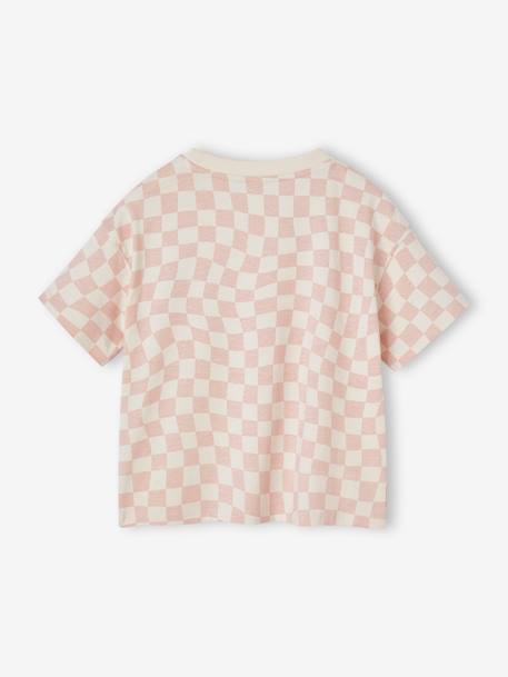 T-shirt motif damier fille manches courtes rose imprimé 4 - vertbaudet enfant 