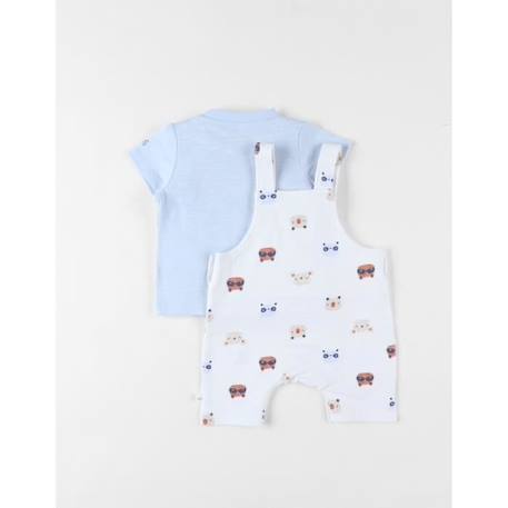 Ensemble salopette imprimé animalier + t-shirt clair/écru BLANC 3 - vertbaudet enfant 