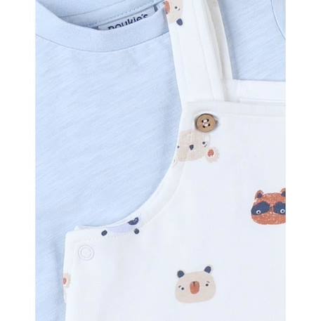 Ensemble salopette imprimé animalier + t-shirt clair/écru BLANC 4 - vertbaudet enfant 