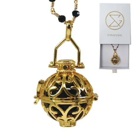 Bola de grossesse cage or avec chaîne - LIA (Chaine perlée noire/bille noire) - plaquée or - coffret cadeau femme enceinte NOIR 1 - vertbaudet enfant 