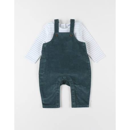 Set salopette + t-shirt manches longues à rayures VERT 3 - vertbaudet enfant 