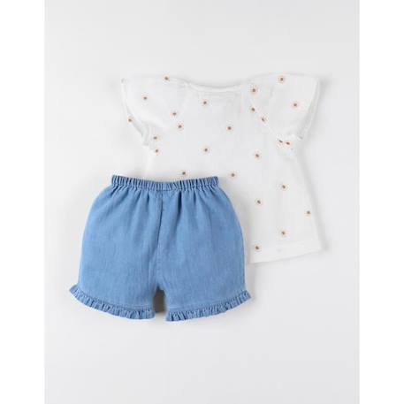 Set blouse imprimé soleils + short denim BLANC 4 - vertbaudet enfant 