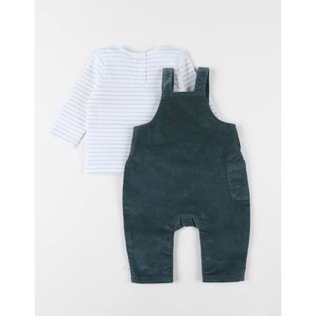 Set salopette + t-shirt manches longues à rayures VERT 2 - vertbaudet enfant 