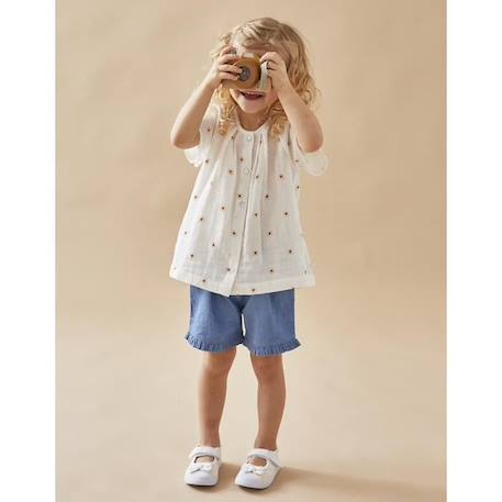 Set blouse imprimé soleils + short denim BLANC 1 - vertbaudet enfant 