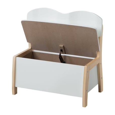 Banc Coffre à Jouets pour Enfant en Bois - ROBA - Meuble de Rangement 2 en 1 - Blanc / Naturel BLANC 5 - vertbaudet enfant 