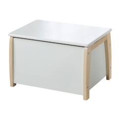 Chambre et rangement-Rangement-Banc Coffre à Jouets pour Enfant en Bois - ROBA - Fermeture Douce - Blanc / Aspect Bois