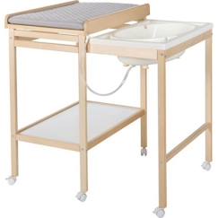 ROBA Table à Langer avec Baignoire Coulissante Baby Pool et Matelas à Langer Imperméable Gris - Bois Naturel / Blanc  - vertbaudet enfant