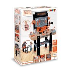 Jouet-Jeux d'imitation-Smoby - Etabli bricolo Ultimate Black and Decker - Bruits réalistes - 95 accessoires - Voiture à construire - Fabrication française