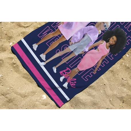 BARBIE - Serviette De Plage Barbie 70x140 cm - 100% Coton - 300 GSM - Bleu Marine BLEU 2 - vertbaudet enfant 